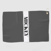 Serviette De Golf Bande de nom personnalisé noire et blanche avec gr (Horizontal)