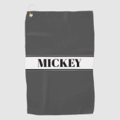 Serviette De Golf Bande de nom personnalisé noire et blanche avec gr (Devant)