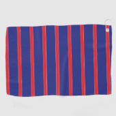 Serviette De Golf Bande rouge et blanche sur bleu marine (Horizontal)