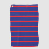 Serviette De Golf Bande rouge et blanche sur bleu marine (Devant)