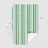 Serviette De Golf Bandes de Parties scintillant argent vert Monogram (En situation)