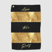 Serviette De Golf Bandes d'or noir (Devant)