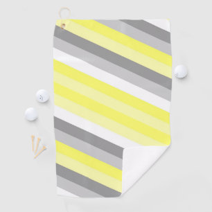 Serviette De Golf Bandes jaunes, blanches et grises