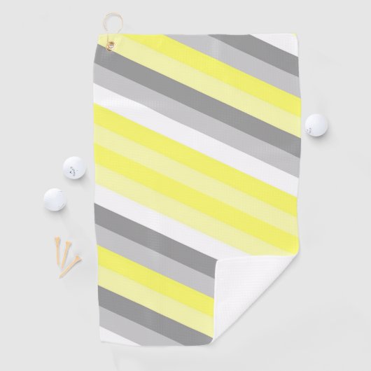 Serviette De Golf Bandes jaunes, blanches et grises (En situation)