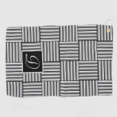 Serviette De Golf Bandes modernes en noir, blanc et gris - Monogramm (Horizontal)