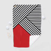 Serviette De Golf Bandes noires et blanches avec triangle rouge (En situation)