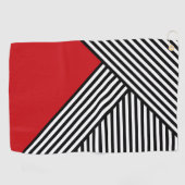 Serviette De Golf Bandes noires et blanches avec triangle rouge (Horizontal)