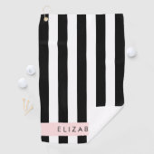 Serviette De Golf Bandes noires et blanches, Gravées, Lignes, Votre  (En situation)