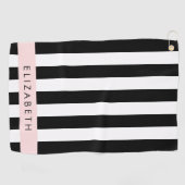 Serviette De Golf Bandes noires et blanches, Gravées, Lignes, Votre  (Horizontal)