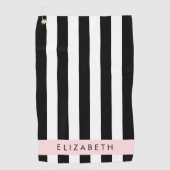 Serviette De Golf Bandes noires et blanches, Gravées, Lignes, Votre  (Devant)