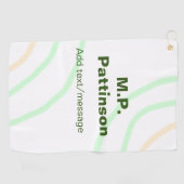 Serviette De Golf Bandes orange vertes ajouter le nom message texte (Horizontal)