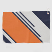 Serviette De Golf Bandes rétro en bleu orange (Horizontal)