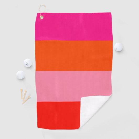 Serviette De Golf Bandes roses chaudes et orange brillantes (En situation)