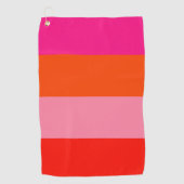 Serviette De Golf Bandes roses chaudes et orange brillantes (Devant)