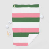 Serviette De Golf Bandes roses, vertes et blanches (En situation)