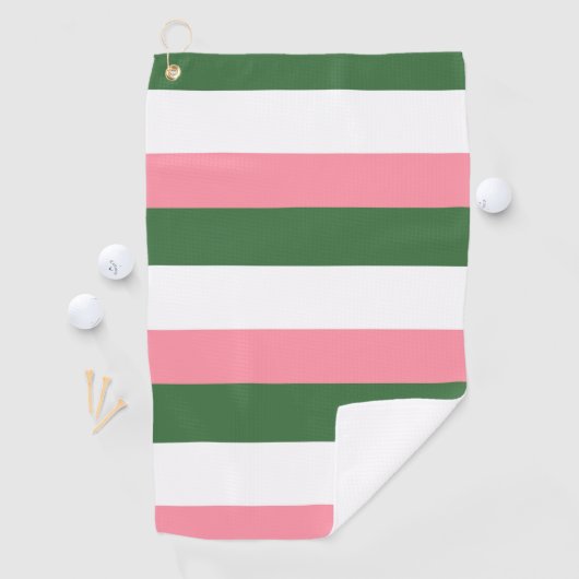 Serviette De Golf Bandes roses, vertes et blanches (En situation)