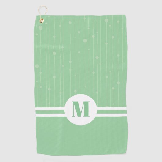 Serviette De Golf Bandes vertes à la menthe monogramme pastel minima (Devant)