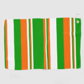 Serviette De Golf Bandes vertes, blanches et orange (Horizontal)