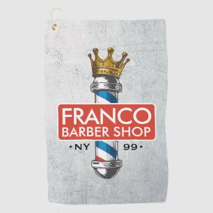 Serviette De Golf Barber Hair Shop King Crown Barber Pole Hair Salon