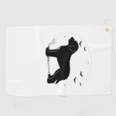 Serviette De Golf Barbet Chien - Halloween Lune Silhouette surdimens (Horizontal)