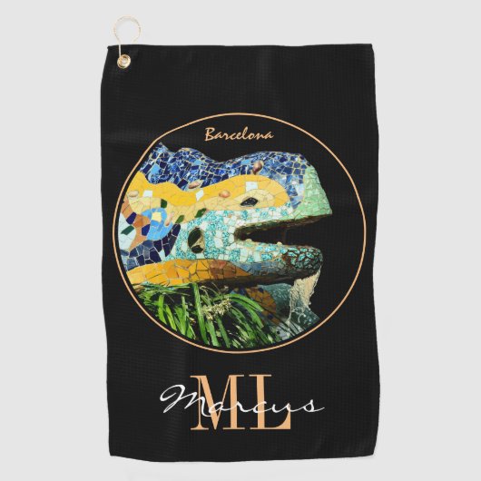 Serviette De Golf Barcelone Lizard & Parc Guell, Catalogne / Gaudi (Devant)