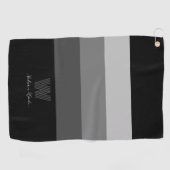 Serviette De Golf Barre Grise Minimale Monogramme Golf Serviette (Horizontal)