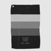 Serviette De Golf Barre Grise Minimale Monogramme Golf Serviette (Devant)