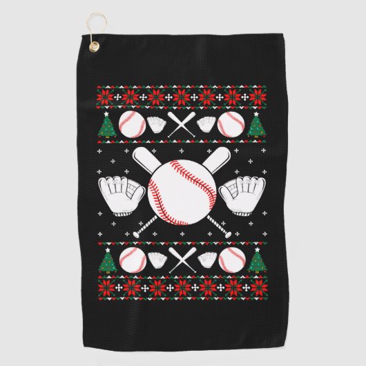 Serviette De Golf Base-ball Ugly Christmas Sweater (Devant)