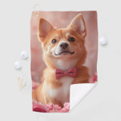 Serviette De Golf Basenji avec des roses - Saint-Valentin (En situation)