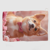 Serviette De Golf Basenji avec des roses - Saint-Valentin (Horizontal)
