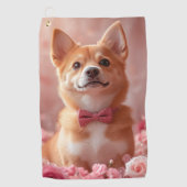 Serviette De Golf Basenji avec des roses - Saint-Valentin (Devant)