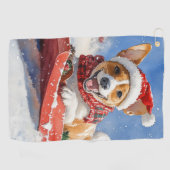 Serviette De Golf Basenji Chien en rebord Laisser neiger Noël (Horizontal)
