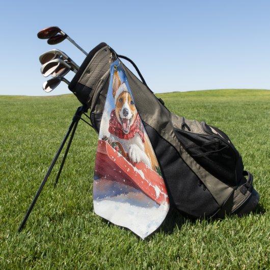 Serviette De Golf Basenji Chien en rebord Laisser neiger Noël (Vert)