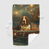 Serviette De Golf Basset Hound Noël Festive Voyage (En situation)