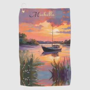 Serviette De Golf Bateau à Sunrise *personnalisez*