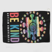 Serviette De Golf Be Kind Sensibilisation sur l'autisme Conception c (Horizontal)