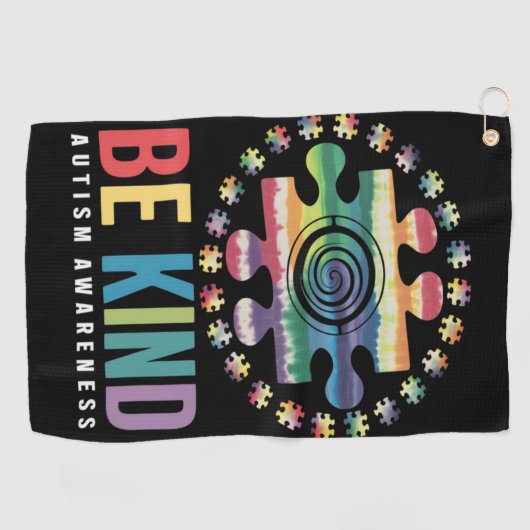 Serviette De Golf Be Kind Sensibilisation sur l'autisme Conception c (Horizontal)