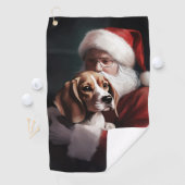 Serviette De Golf Beagle avec le Père Noël Festif Noël (En situation)