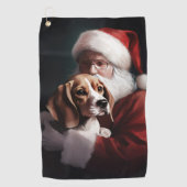Serviette De Golf Beagle avec le Père Noël Festif Noël (Devant)