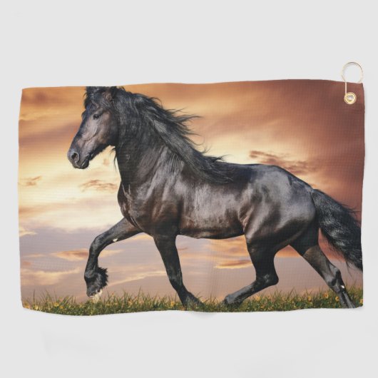 Serviette De Golf Beau Cheval Noir (Horizontal)