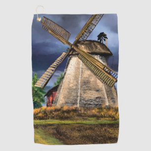 Serviette De Golf Beau paysage de moulin à vin Pays-Bas - Dessin