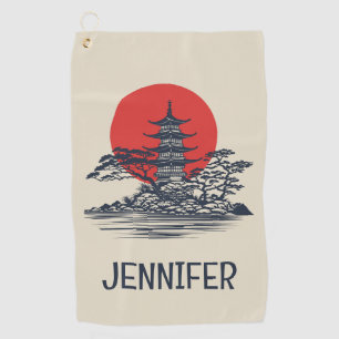 Serviette De Golf Beau paysage japonais avec lever de soleil