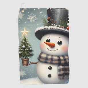 Serviette De Golf Beau tourbillon Noël/bonhomme de neige d'hiver