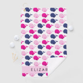 Serviette De Golf Beaux Baleines, Motif De Baleines, Votre Nom (En situation)