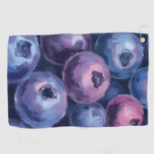 Serviette De Golf Beaux Bleuets | Peinture de Fruits (Horizontal)