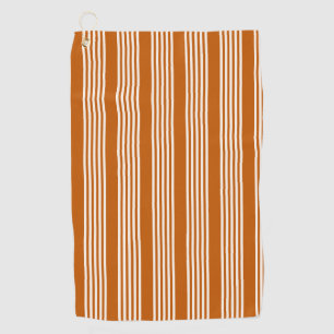 Serviette De Golf Beige et orange brûlé cinq rayures motif