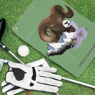 Serviette De Golf Bélier majestueux de gros mouton brun Montagnes Ve