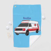 Serviette De Golf Belle ambulance rouge caricature van (En situation)