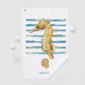Serviette De Golf Belle aquarelle Seahorse, Custom (En situation)