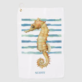Serviette De Golf Belle aquarelle Seahorse, Custom (Devant)